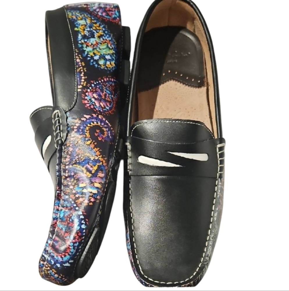 NEW IN BOX  ROBERT GRAHAM Men's Black & Multicolor Loafers SIZE 13